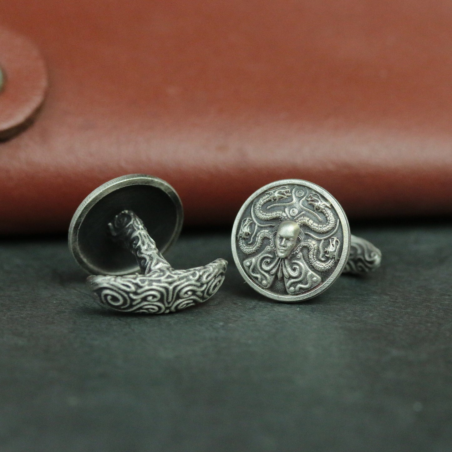 925 silver Medusa Cufflinks female snake god Cufflinks Greek Mythology Jewelry