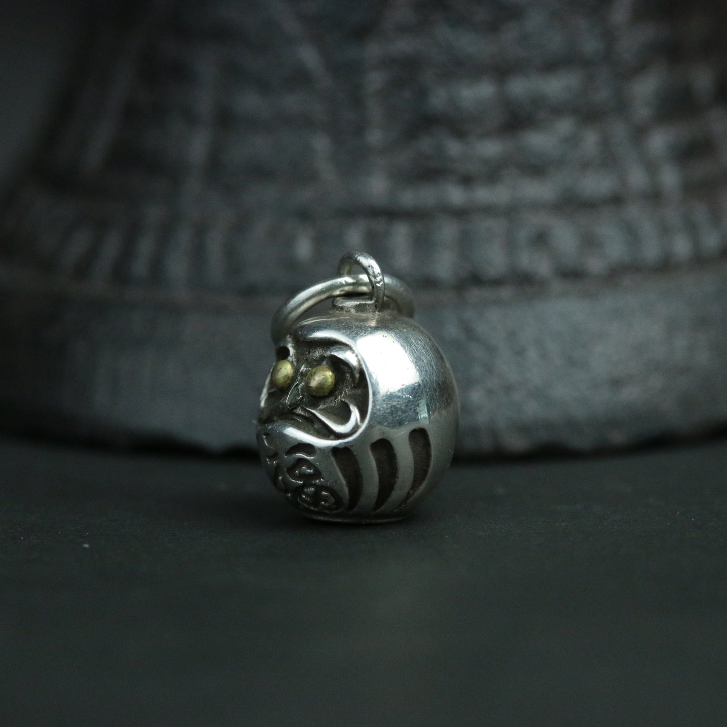 Lucky Daruma 925 Silver Pendant Daruma Egg Pendant, Onmyoji Necklace, Fu Pendant, Japanese Anime Jewelry, Brass Handmade Jewelry
