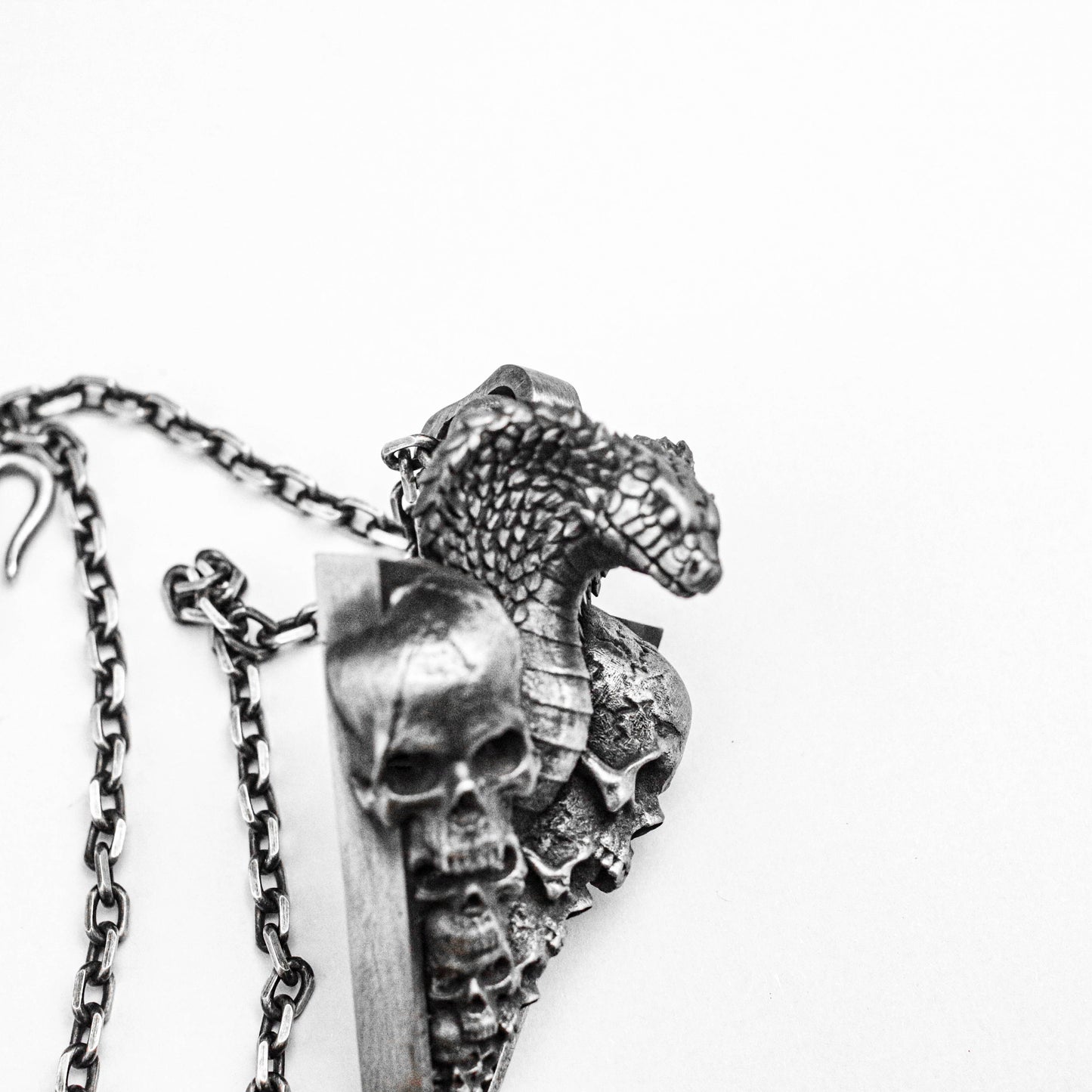 Thousand-faced skull pendant, inverted triangle silver ornament, snake spirit brass pendant, sacrificial totem silver pendant, snake pendant