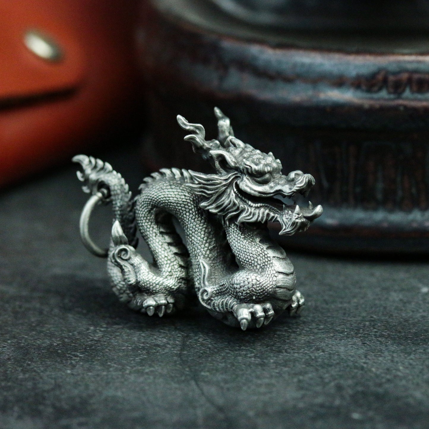 Chinese dragon 925 silver pendant necklace, mythical dragon king silver jewelry, rain or shine dragon king animal Chinese gift pendant