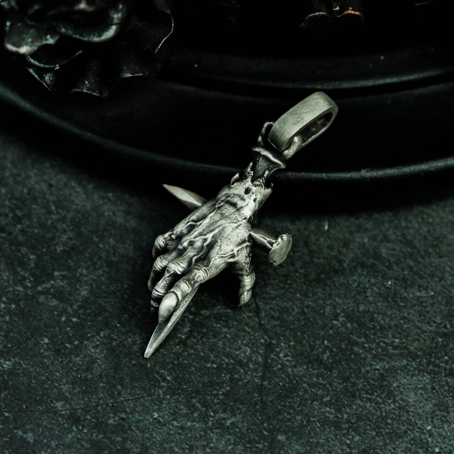 Ghost Hand Cross 925 Silver Pendant Necklace, Devil Cross, Devil Hand Silver Handmade Gift - SATANHORN