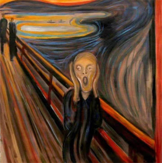 The Scream" skull version 925 silver pendant necklace, Munch Skrik art painting design handmade silver jewelry gift - SATANHORN