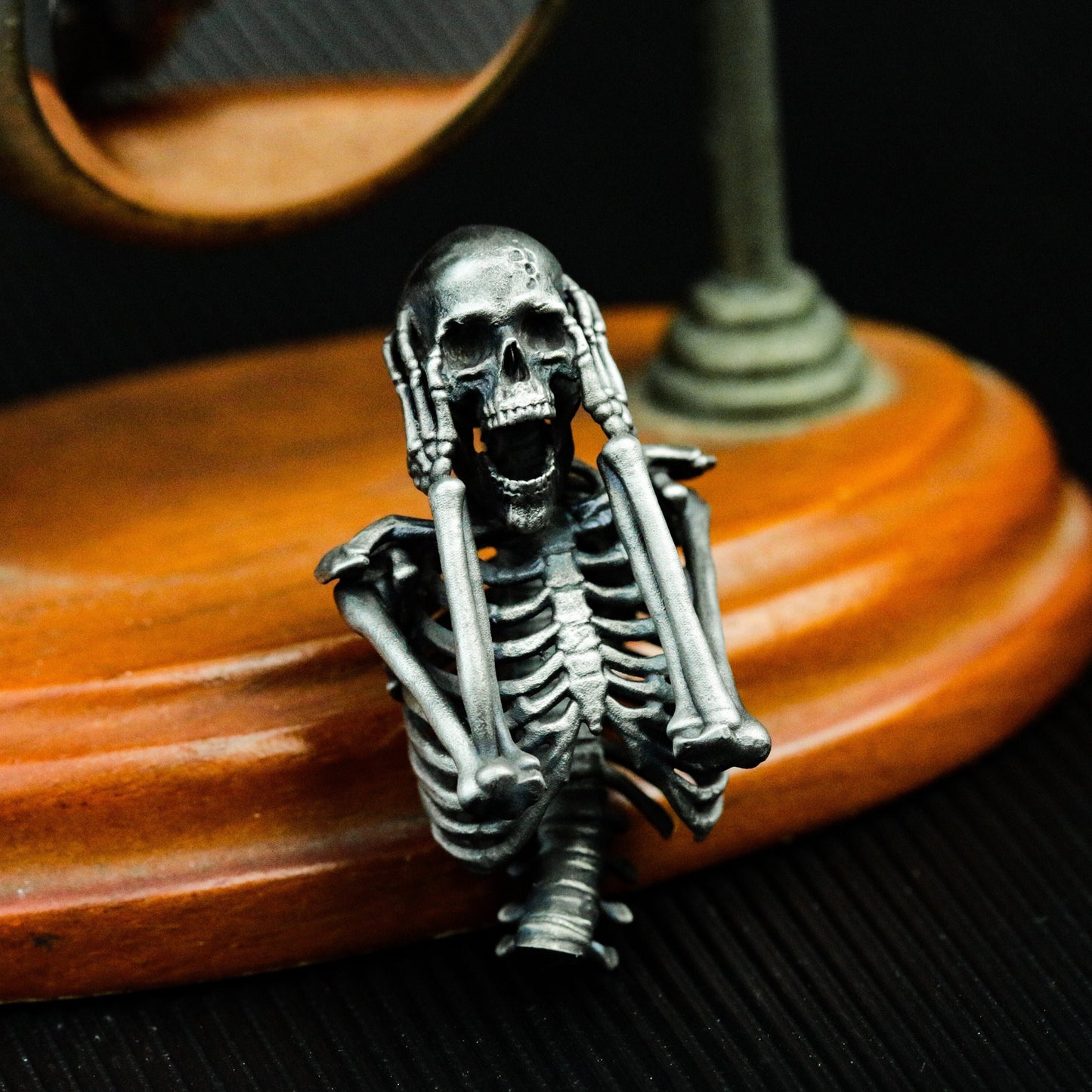 The Scream" skull version 925 silver pendant necklace, Munch Skrik art painting design handmade silver jewelry gift - SATANHORN