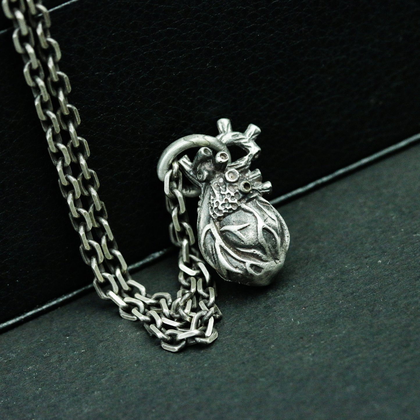 Human Heart 925 Silver Pendant Necklace, People Organ Silver Handmade Pendant Gift, Gothic Heart Necklace