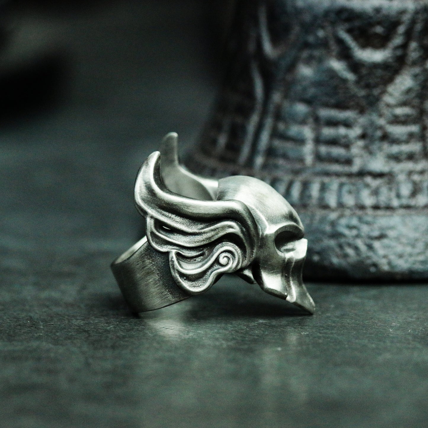 Flying Spartan Mask 925 Silver Ring, Wings Undead Spartan Silver Handmade Ring Gift - SATANHORN