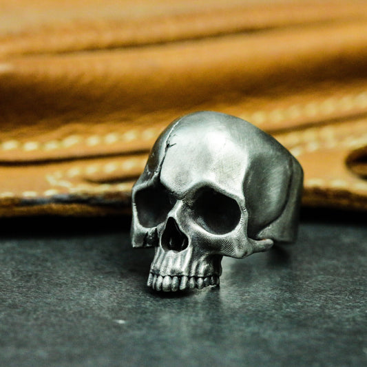 Broken Skull 925 Silver Ring, Gothic Skull, Cracked Jawless Skull, Silver Handmade Ring Gift - SATANHORN