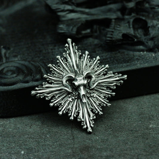 Tribal Artisan 925 Silver Sheep Skull Pendant - Statement Necklace for Women & Men