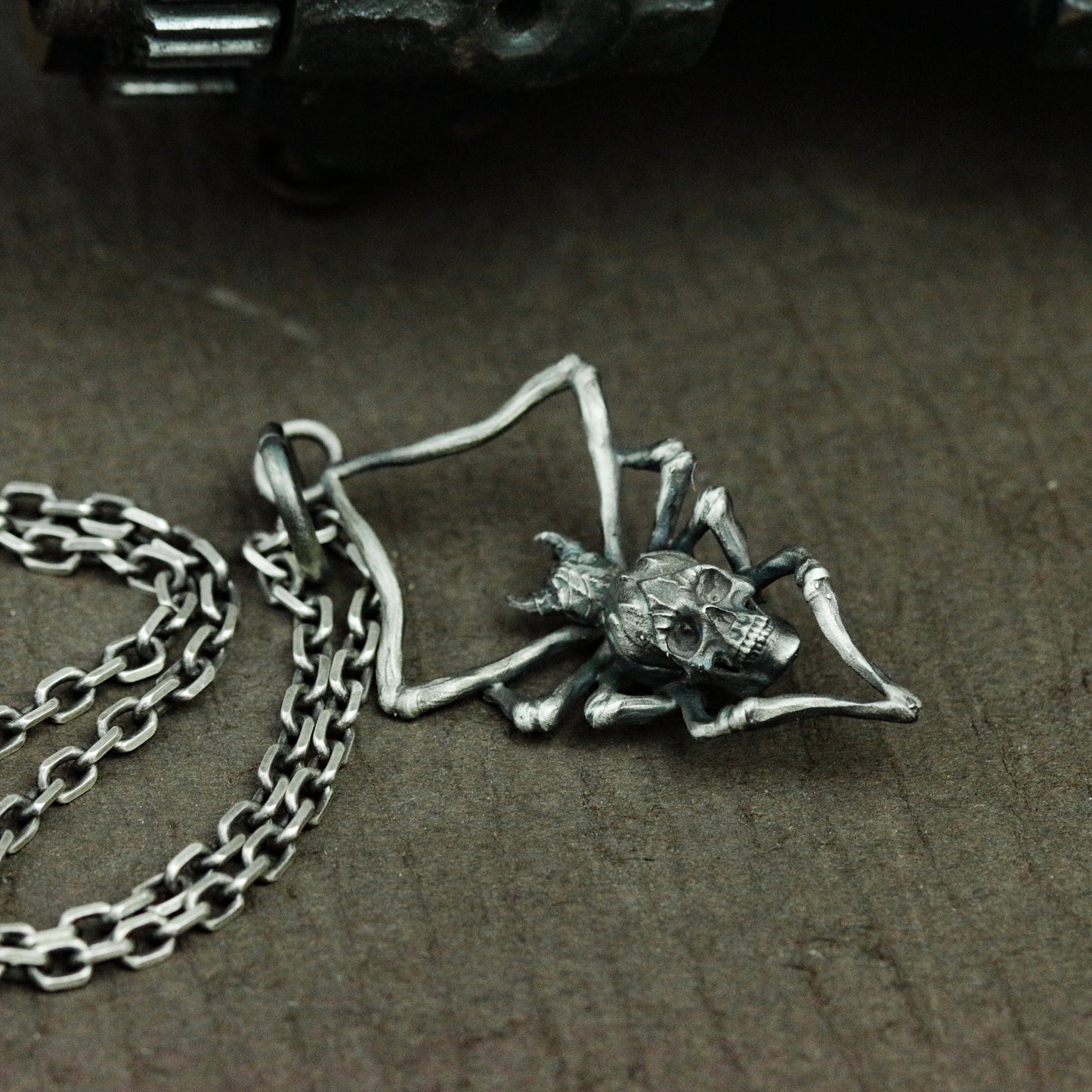 Reaper spider silver pendant necklace, skull spider personalized silver jewelry, hell spider, special spider gifts for lovers