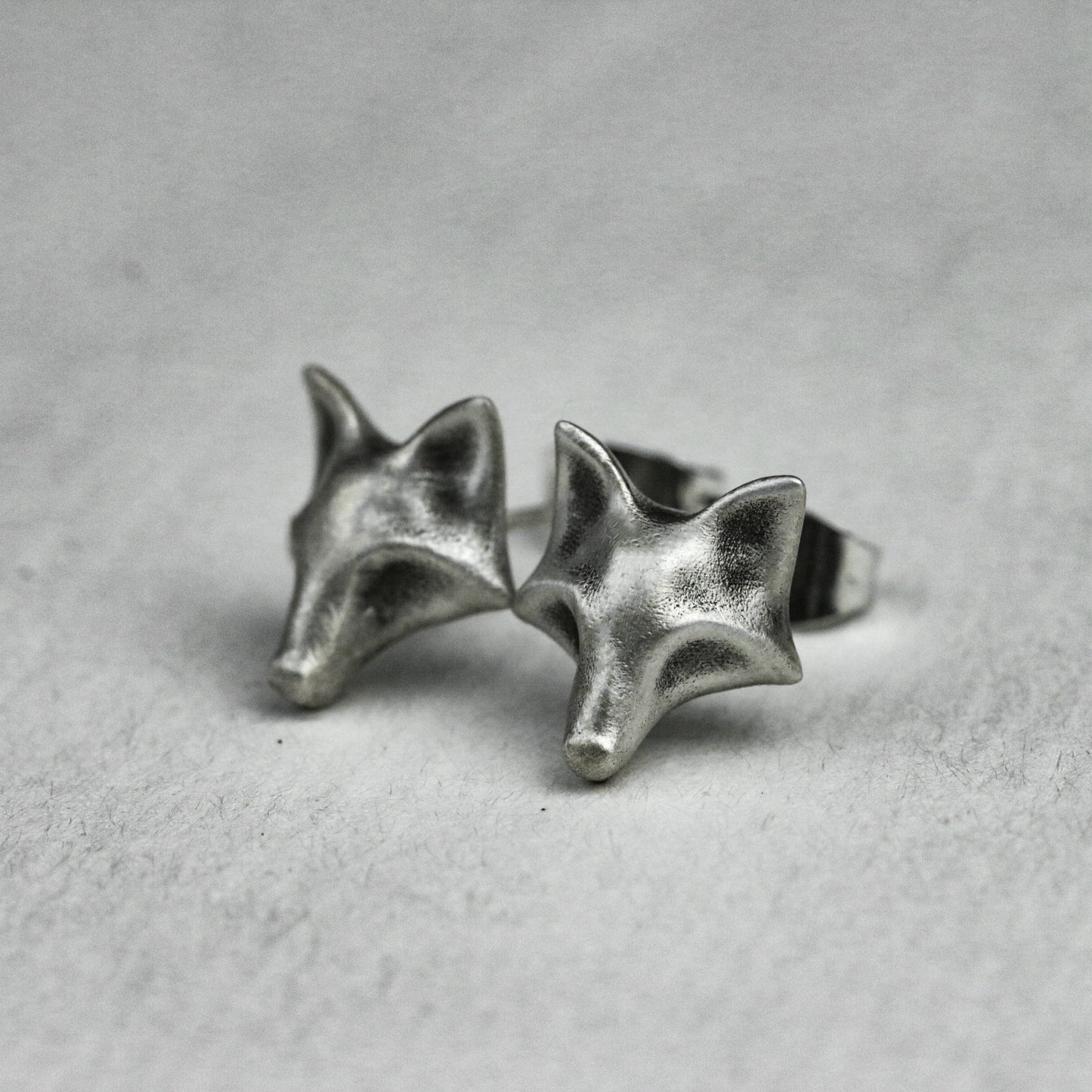 Fox 925 Silver Earrings, Animal Silver Earrings, Simple Stud Earrings Charm-Handmade