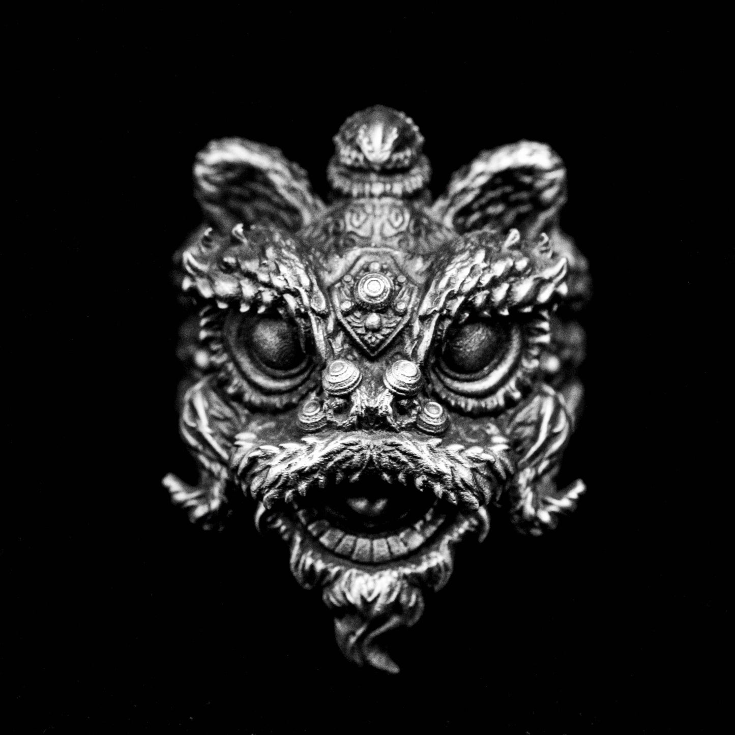 Chinese style silver jewelry Lion Tang lion Southern lion Mythical beast Ring Animal jewelry Auspicious objects King power accessories