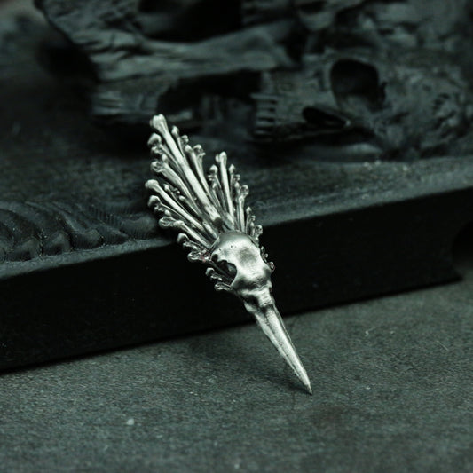 Dark Mystique 925 Silver Raven Skull Necklace - Totem Pendant Collection