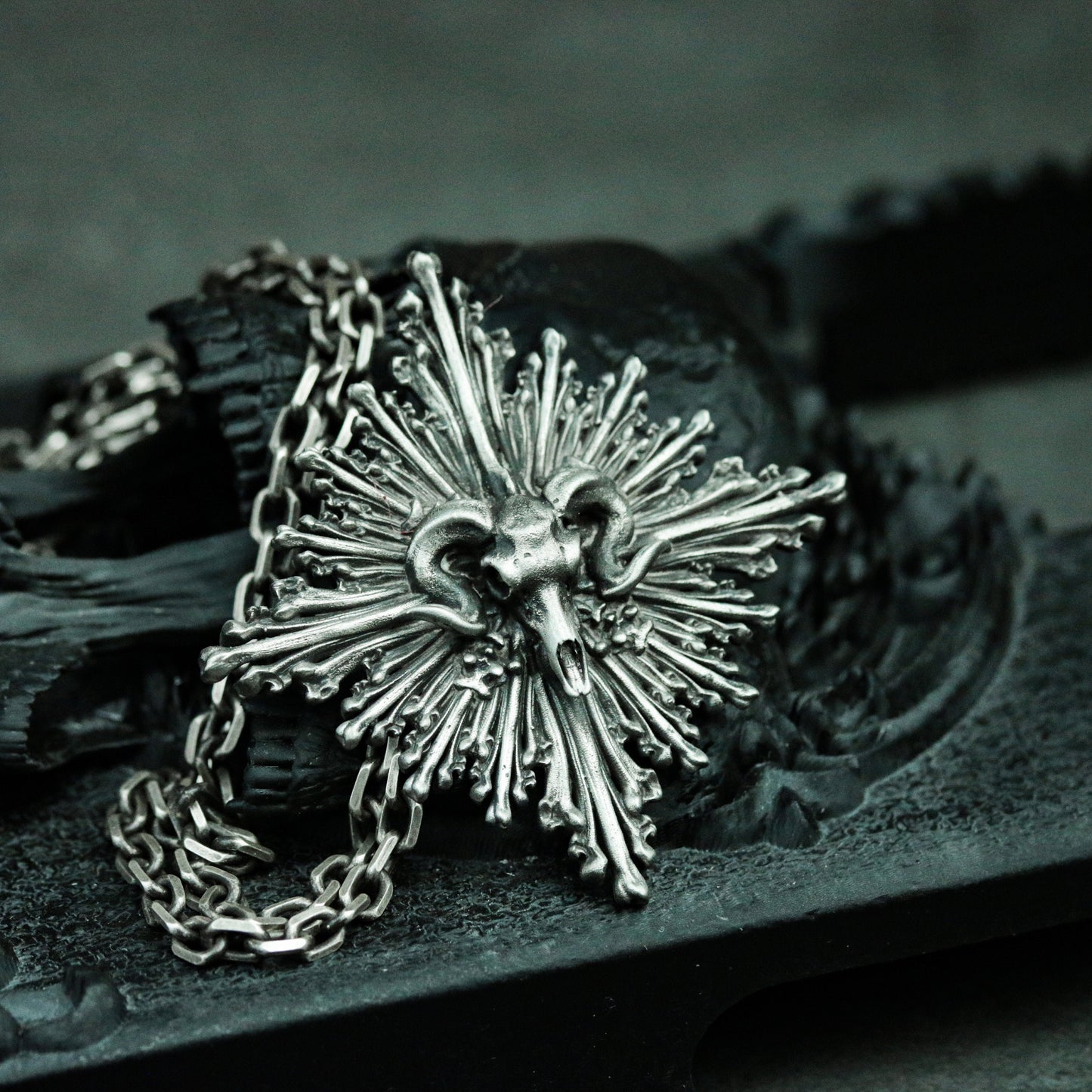 Tribal Artisan 925 Silver Sheep Skull Pendant - Statement Necklace for Women & Men