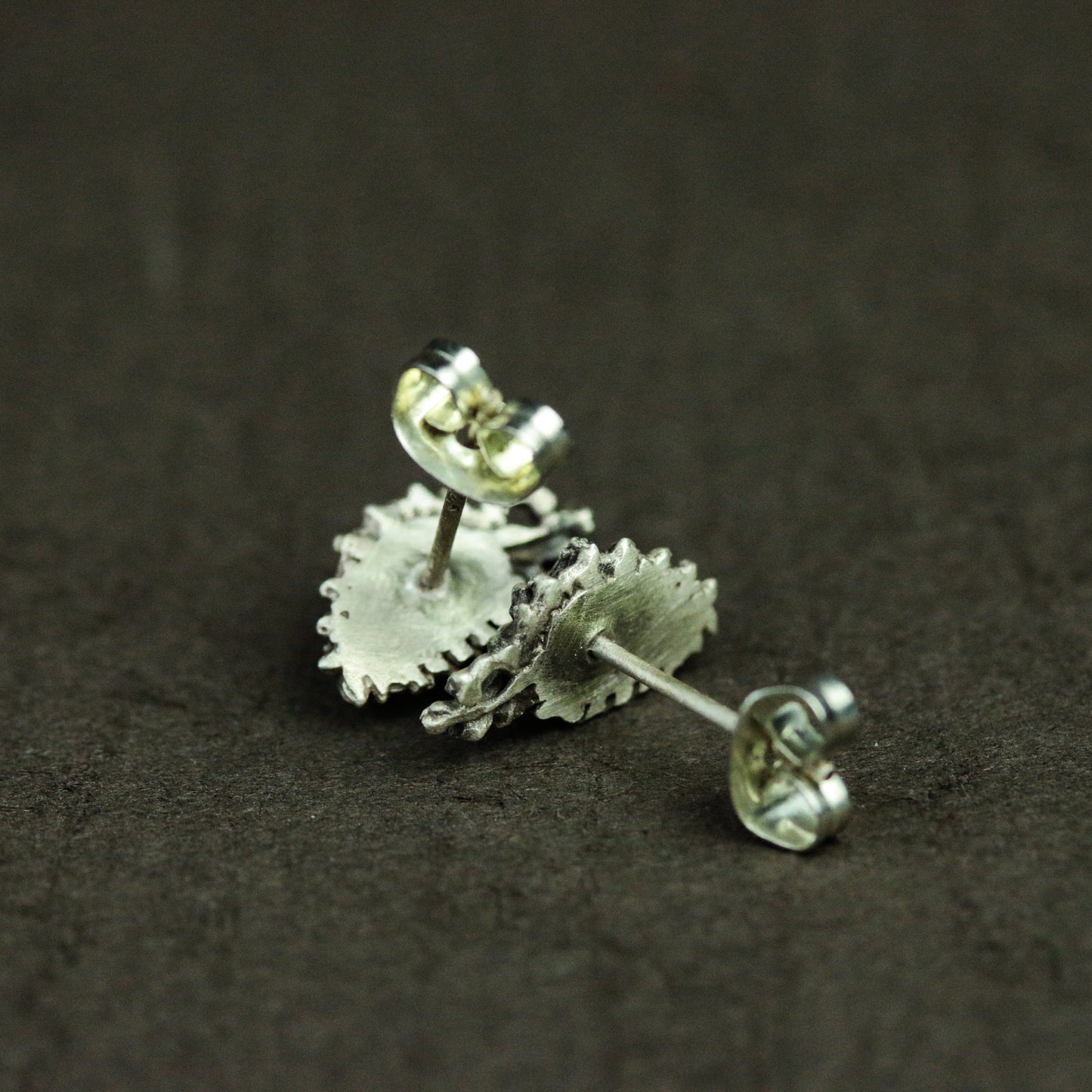 Skull Heart Sterling Silver Stud Earrings, Anatomical Jewelry, Heart Silver Jewelry, Human Organ Jewelry - Handmade
