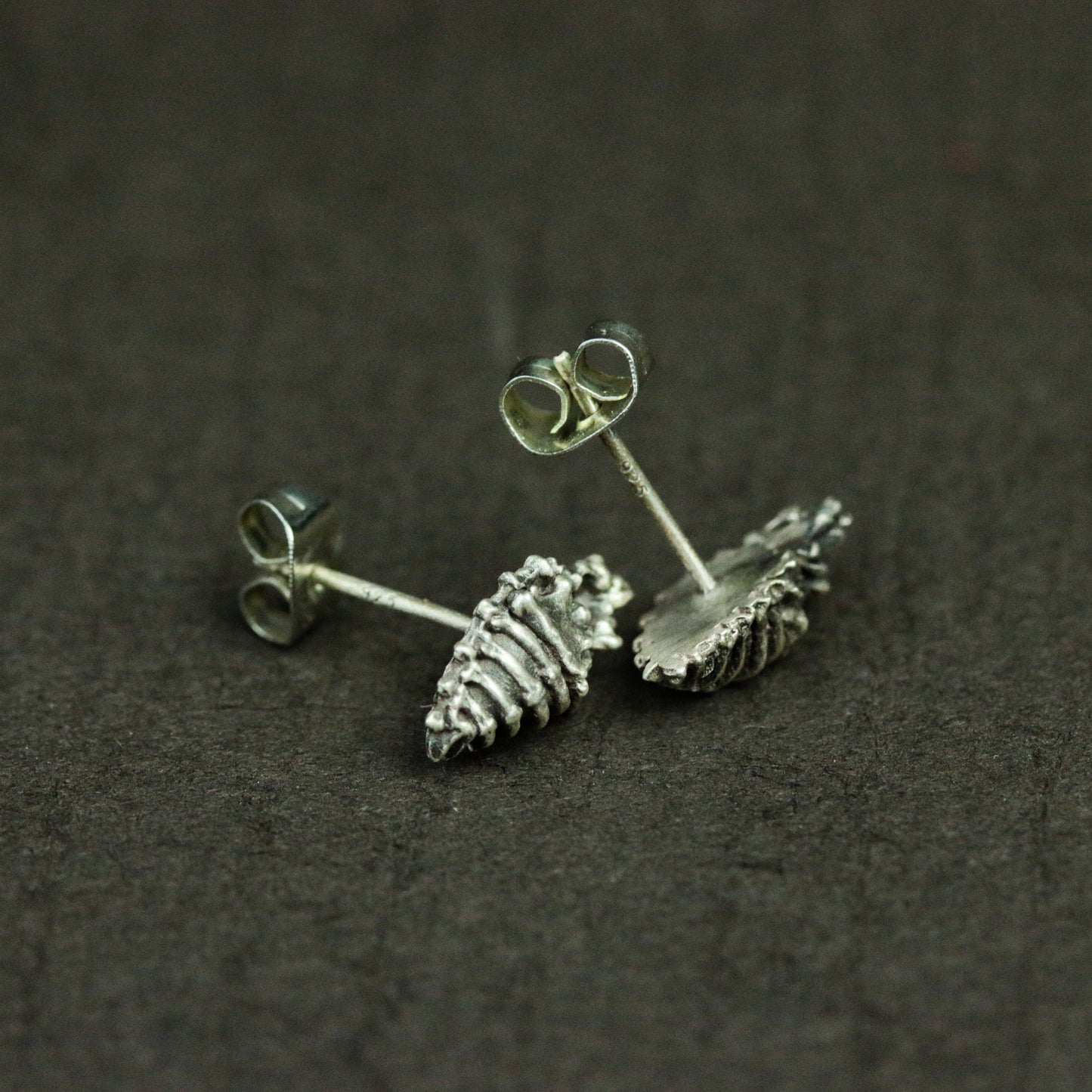 Skull Heart Sterling Silver Stud Earrings, Anatomical Jewelry, Heart Silver Jewelry, Human Organ Jewelry - Handmade