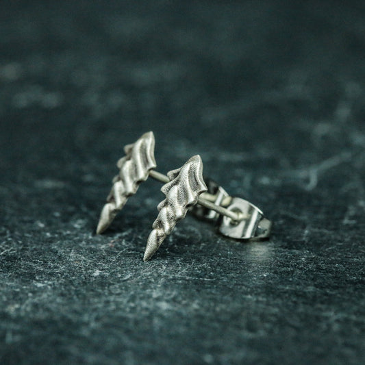 Scale Simple 925 Silver Earrings, Gothic Simple Earrings, Dragon Scale Gift - Handmade
