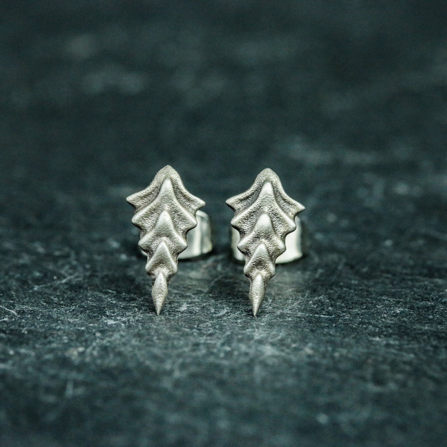 Scale Simple 925 Silver Earrings, Gothic Simple Earrings, Dragon Scale Gift - Handmade