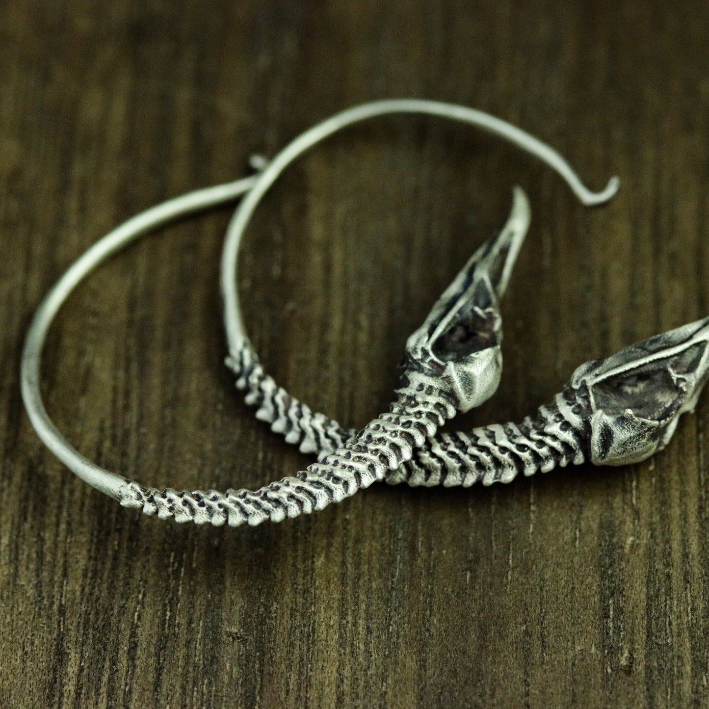 Crow Skull 925 Silver Earrings, Crow Skull Silver Jewelry, Animal Silver Earrings - Handmade