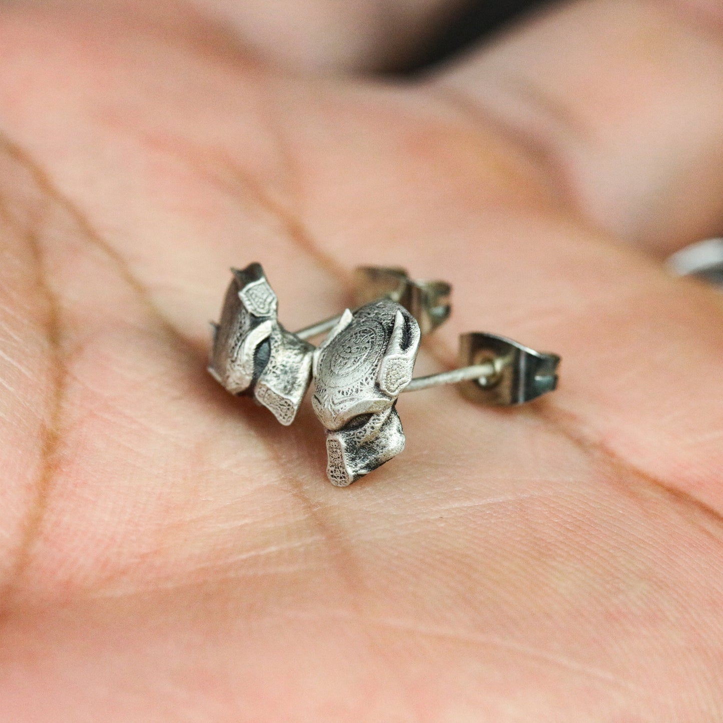 Invaders 925 Silver Earrings, Alien Mask Silver Earrings, Alien Warrior Decorative Gift Earrings - Handmade