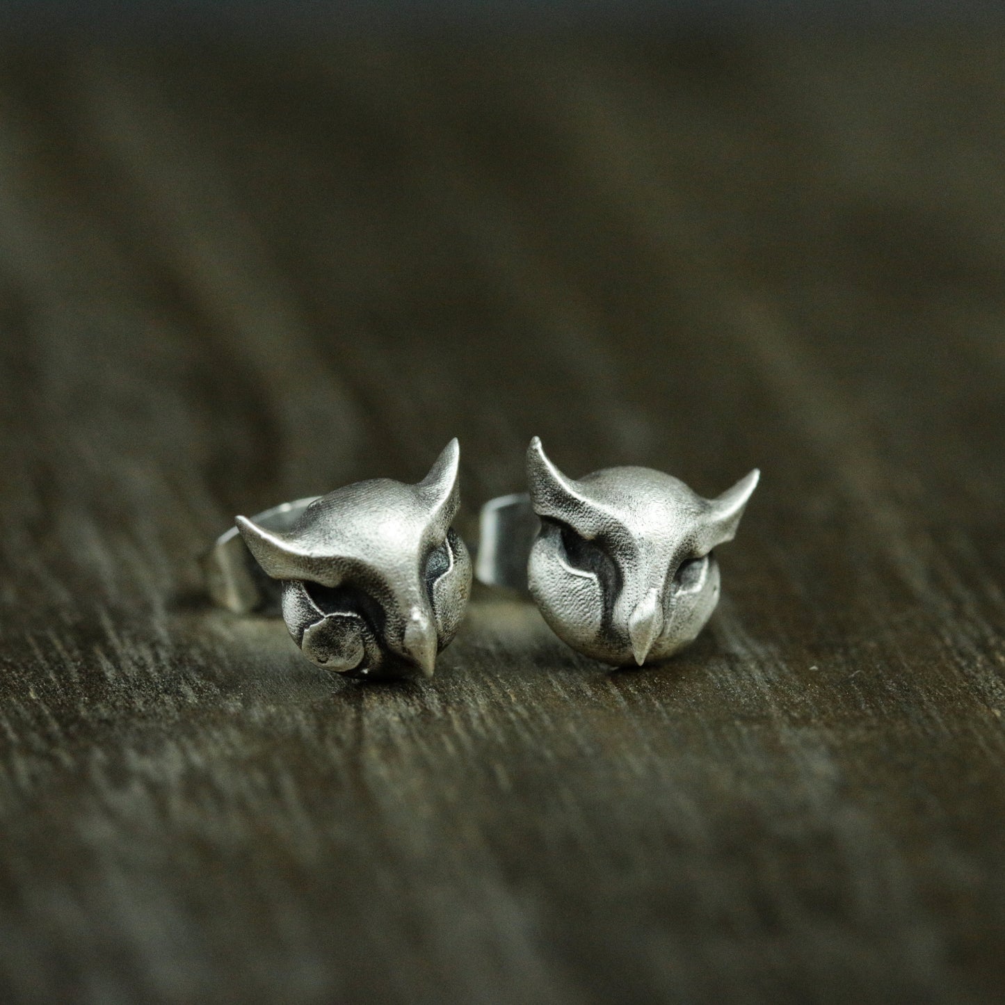 Owl 925 Silver Stud Earrings, Gothic Owl Silver Earrings, Eagle Skull Silver Jewelry Gift Stud Earrings - Gift for Him