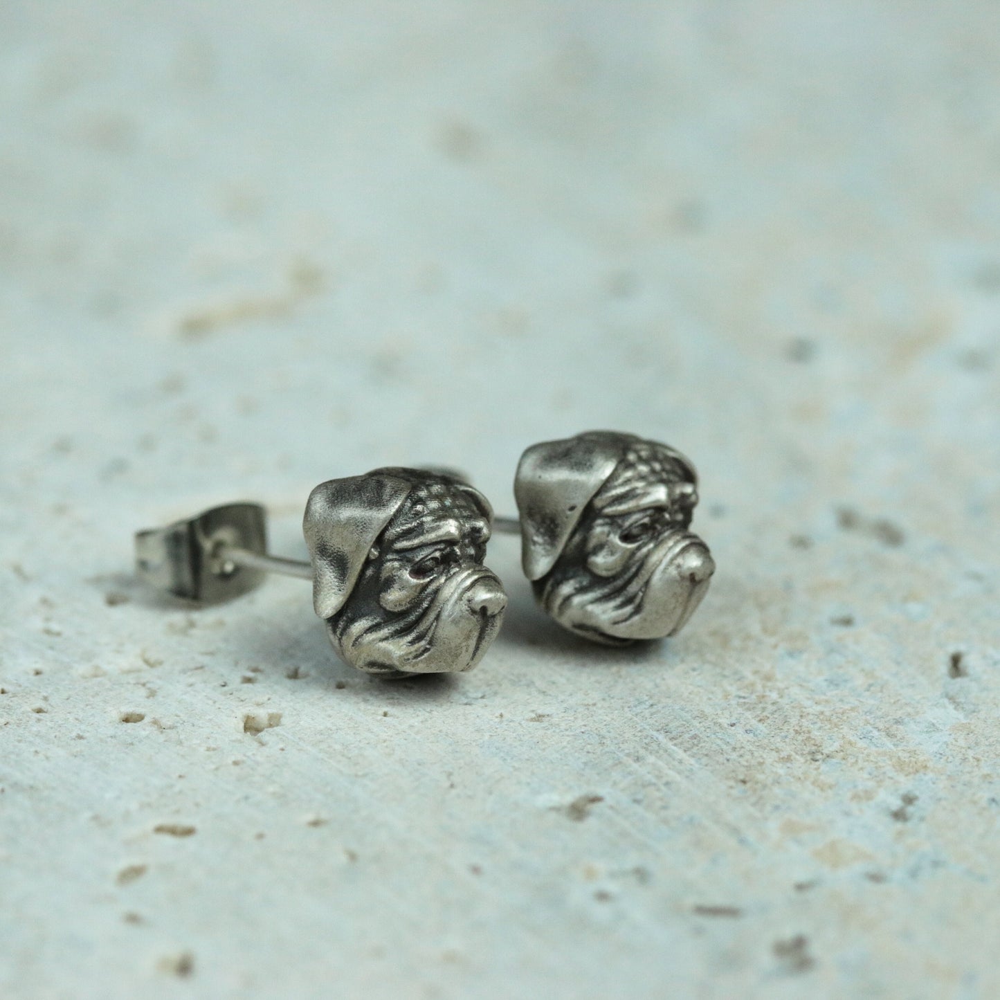 Shar Pei 925 Sterling Silver Stud Earrings, Silver Dog Handmade Jewelry Earrings, Pet Dog Personality Stud Earrings - Handmade