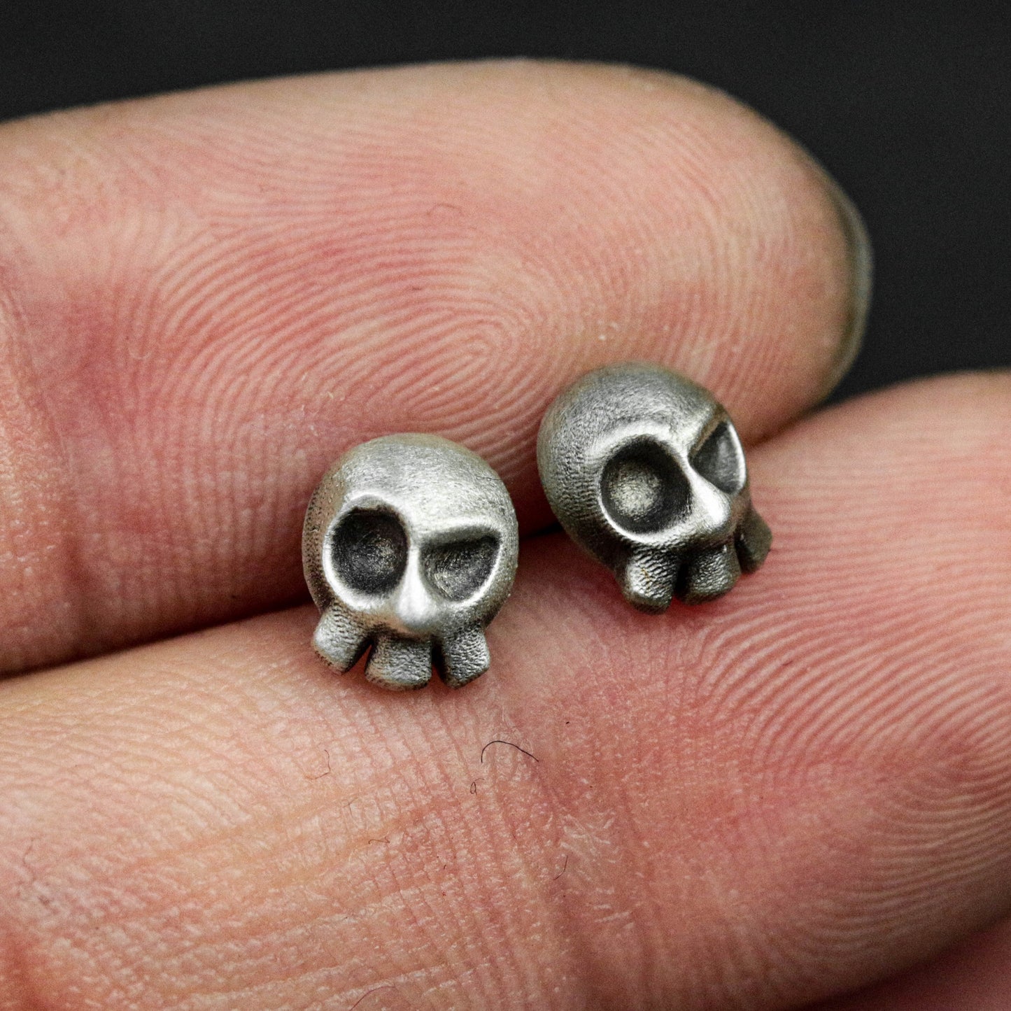 Phantom Jester Skull Studs - Gothic Sterling Silver Men's Earrings