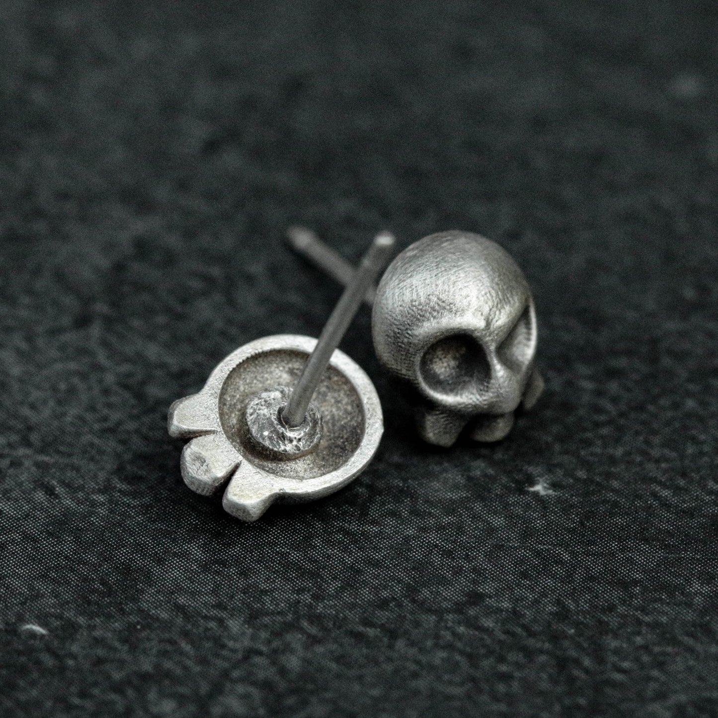 Phantom Jester Skull Studs - Gothic Sterling Silver Men's Earrings