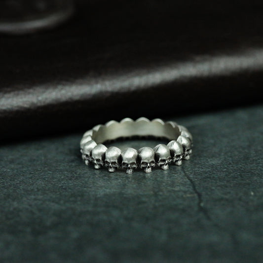 Gothic skull 925 silver ring, personalized skull silver ring, undead skull ring, gift for him - handmade