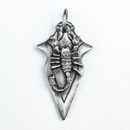 925 Sterling Silver Necklace, Scorpion Necklace, Arrow Brass Pendant, Military Silver Pendant, Scorpion King Pendant.