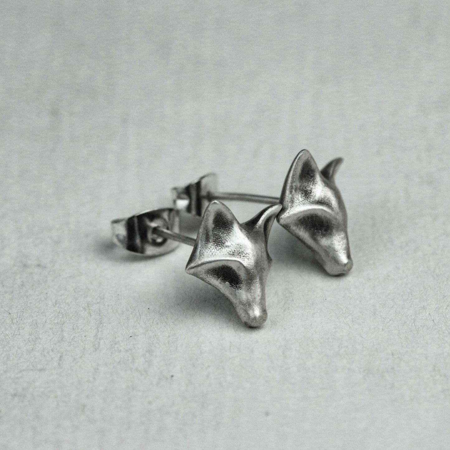 Fox 925 Silver Earrings, Animal Silver Earrings, Simple Stud Earrings Charm-Handmade