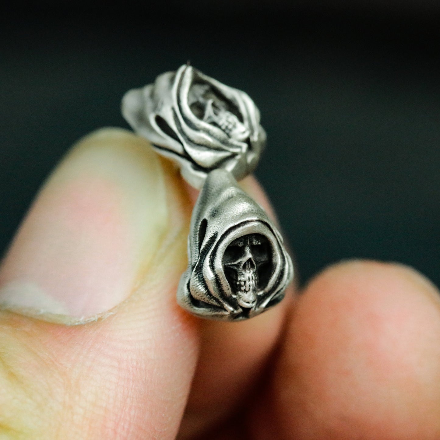 Death 925 Silver Earrings, Gothic Death Jewelry Earrings, Silver Skull Earrings Jewelry - Handmade