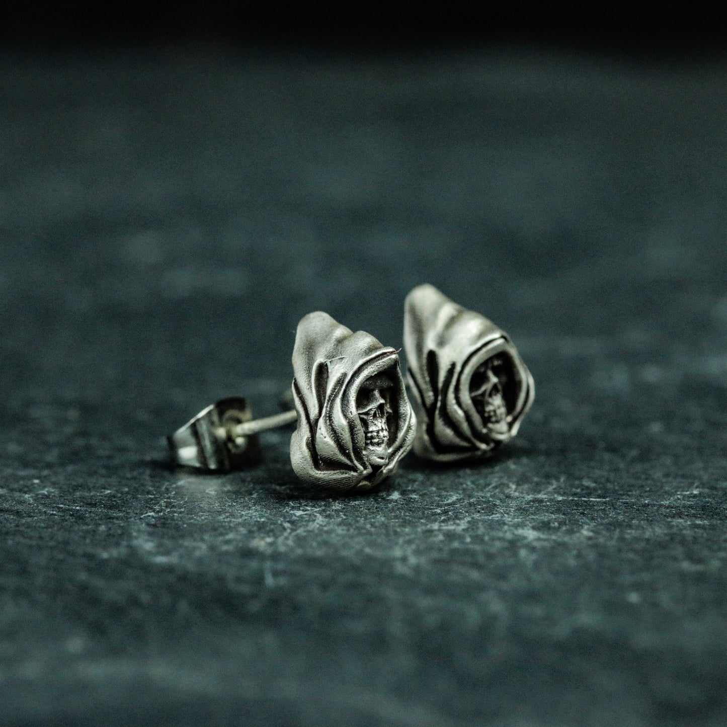 Death 925 Silver Earrings, Gothic Death Jewelry Earrings, Silver Skull Earrings Jewelry - Handmade