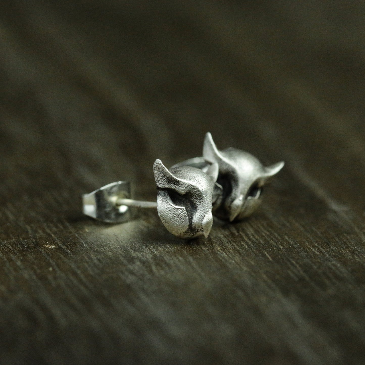 Owl 925 Silver Stud Earrings, Gothic Owl Silver Earrings, Eagle Skull Silver Jewelry Gift Stud Earrings - Gift for Him