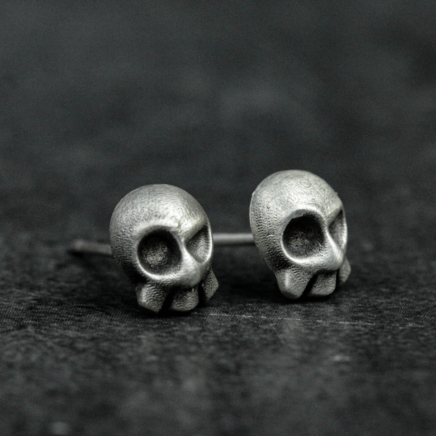 Phantom Jester Skull Studs - Gothic Sterling Silver Men's Earrings
