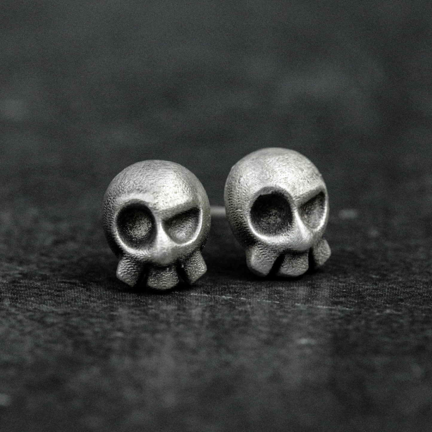 Phantom Jester Skull Studs - Gothic Sterling Silver Men's Earrings