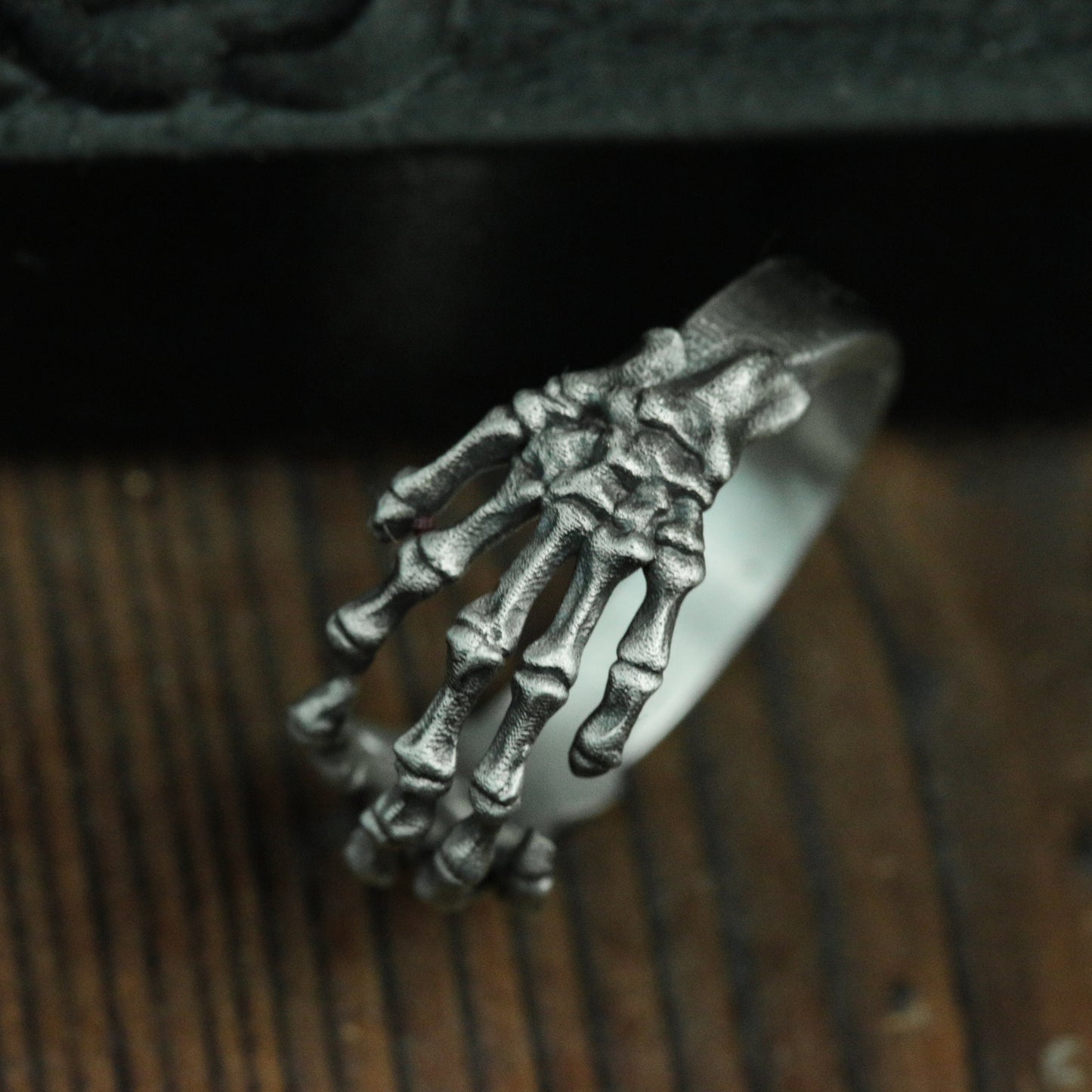 Hugging Hand Bone 925 Silver Ring, Gothic Bone Ring, Sterling Silver Ghost Vintage Ring Gift Artisan Made - SATANHORN