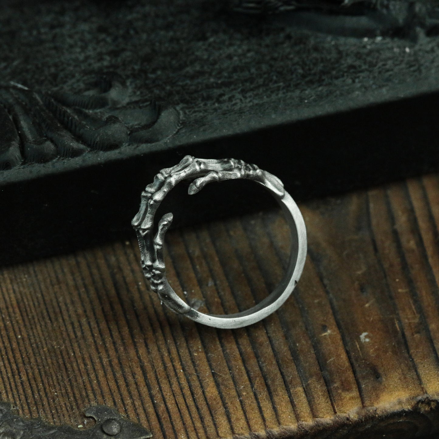 Hugging Hand Bone 925 Silver Ring, Gothic Bone Ring, Sterling Silver Ghost Vintage Ring Gift Artisan Made - SATANHORN