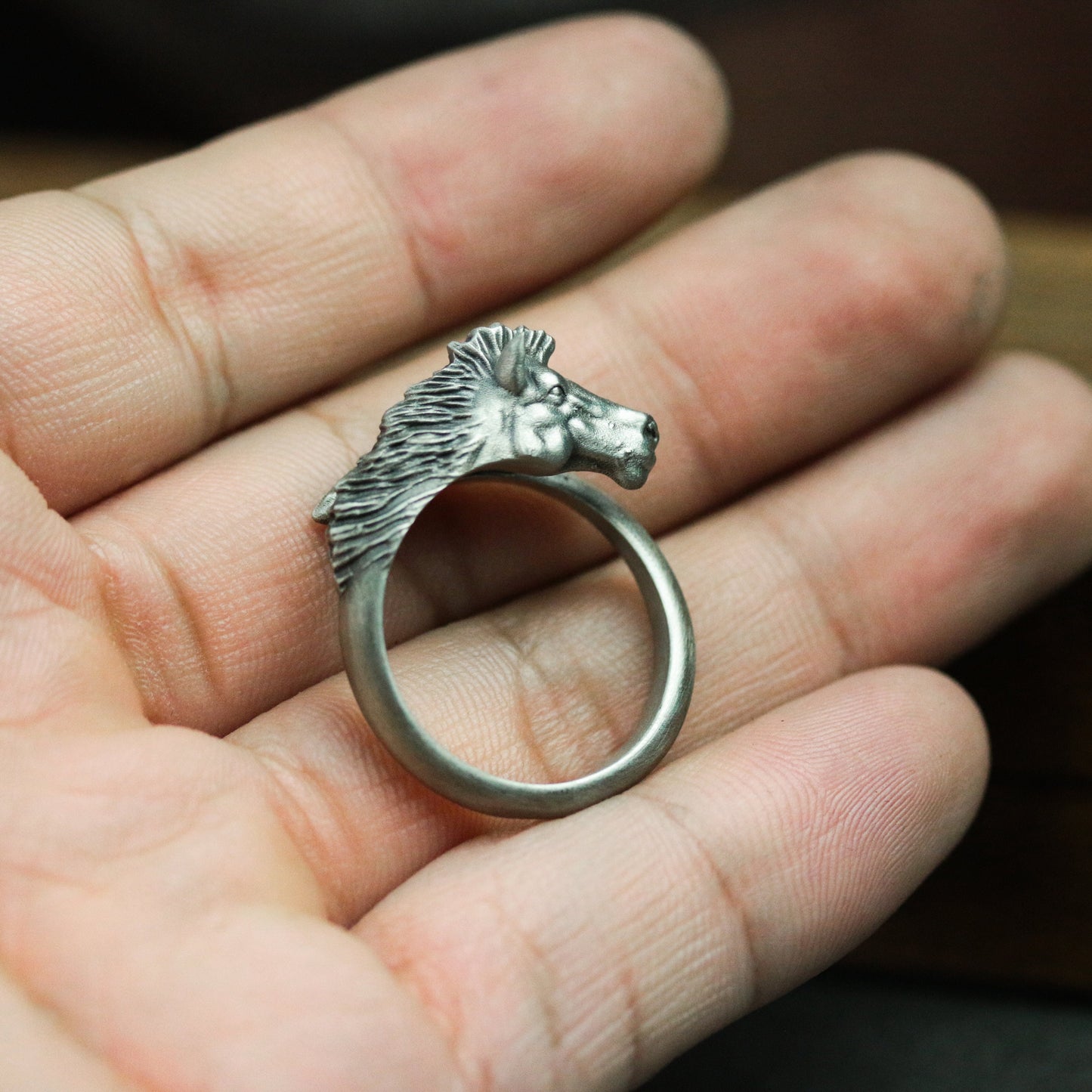 925 silver horse ring, running horse, sweaty BMW ring, gift ring for horse lovers - SATANHORN