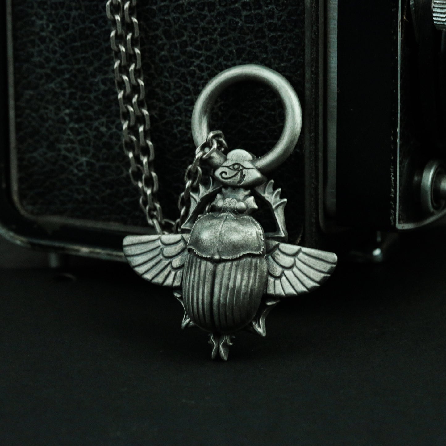 Ancient Egyptian holy beetle silver pendant necklace, pyramid sacred totem pharaoh pendant, personalized artisan silver jewelry gift