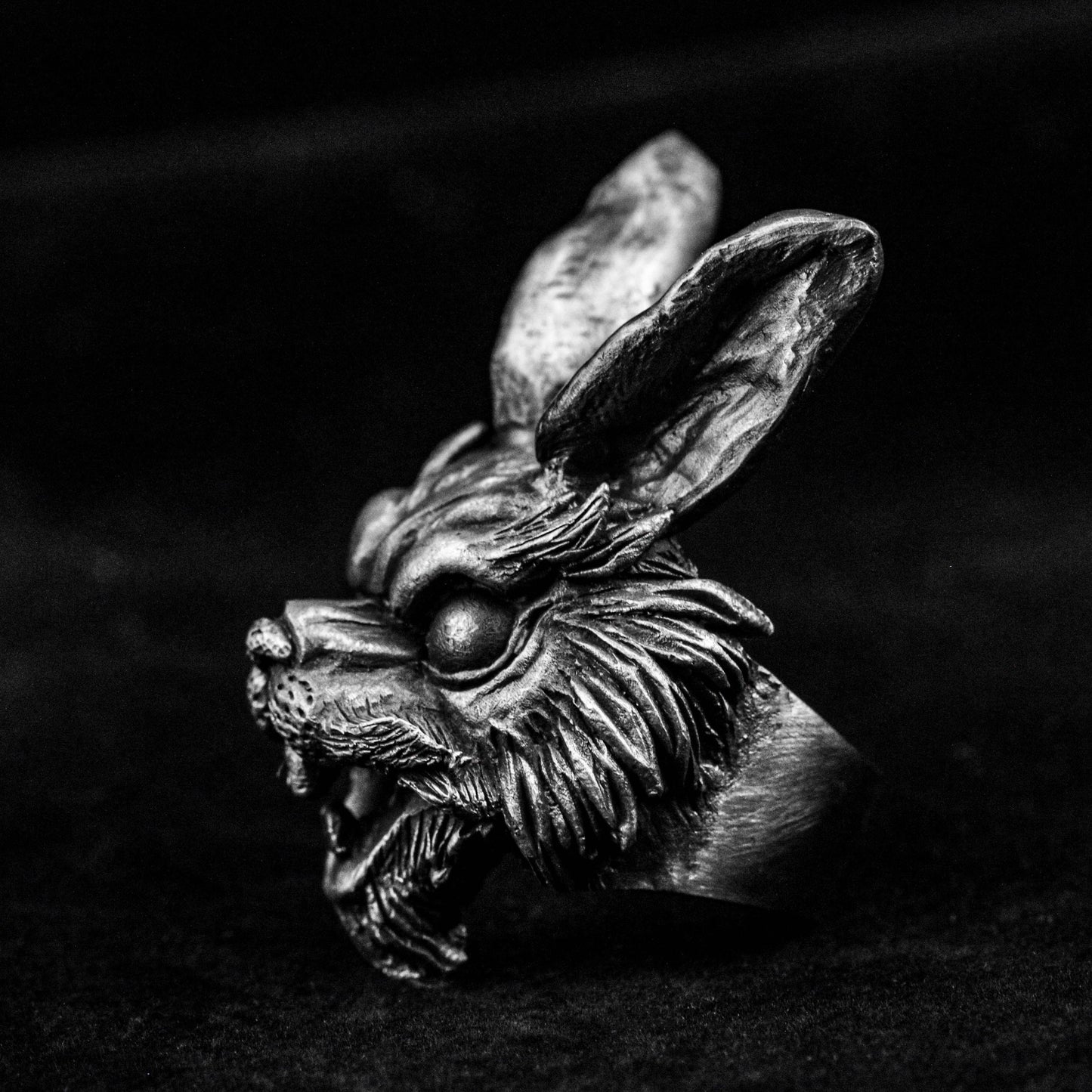Rabbit Silver Ring, Small Animal Brass Ring, Original Design Ring, Heavy Duty Ring, Vintage Brass Long Ear Rabbit Jewelry,