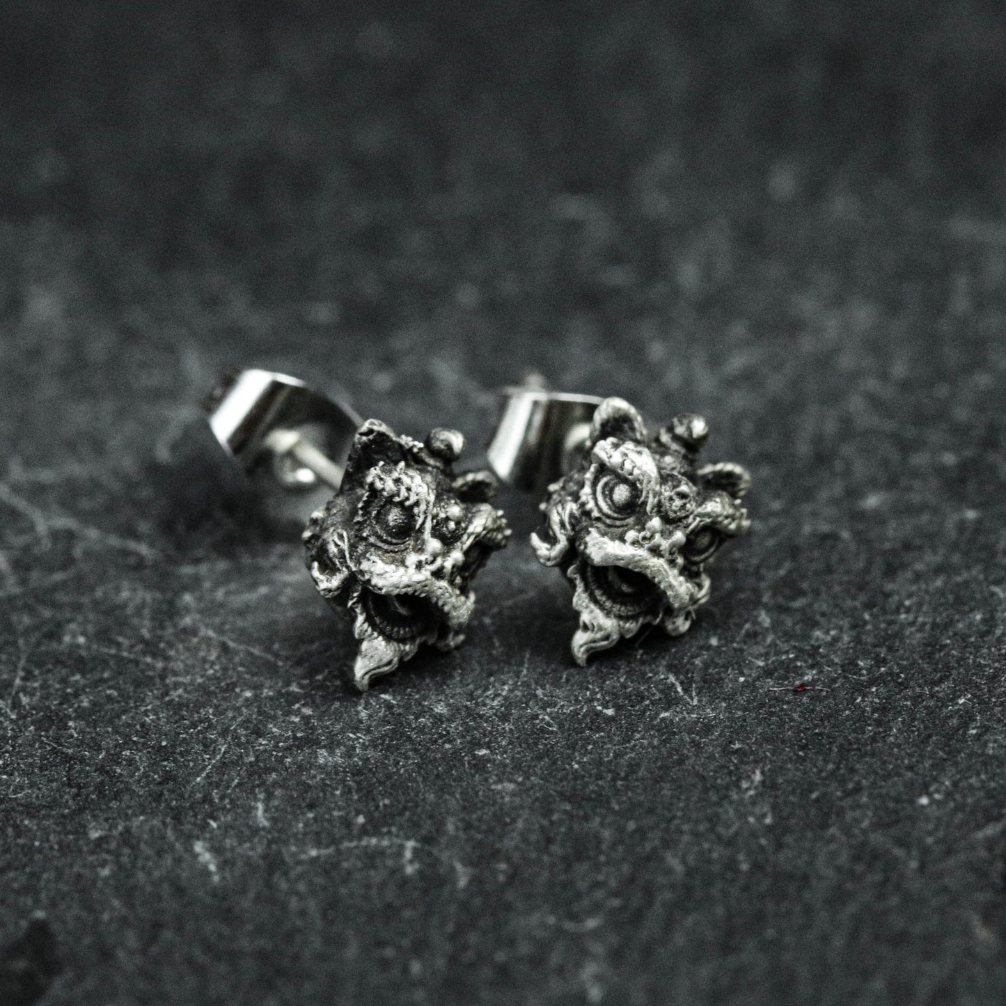 925 sterling silver lion dance earrings, Chinese style lion dance jewelry, lion earrings, animal earrings, lucky earrings - handmade