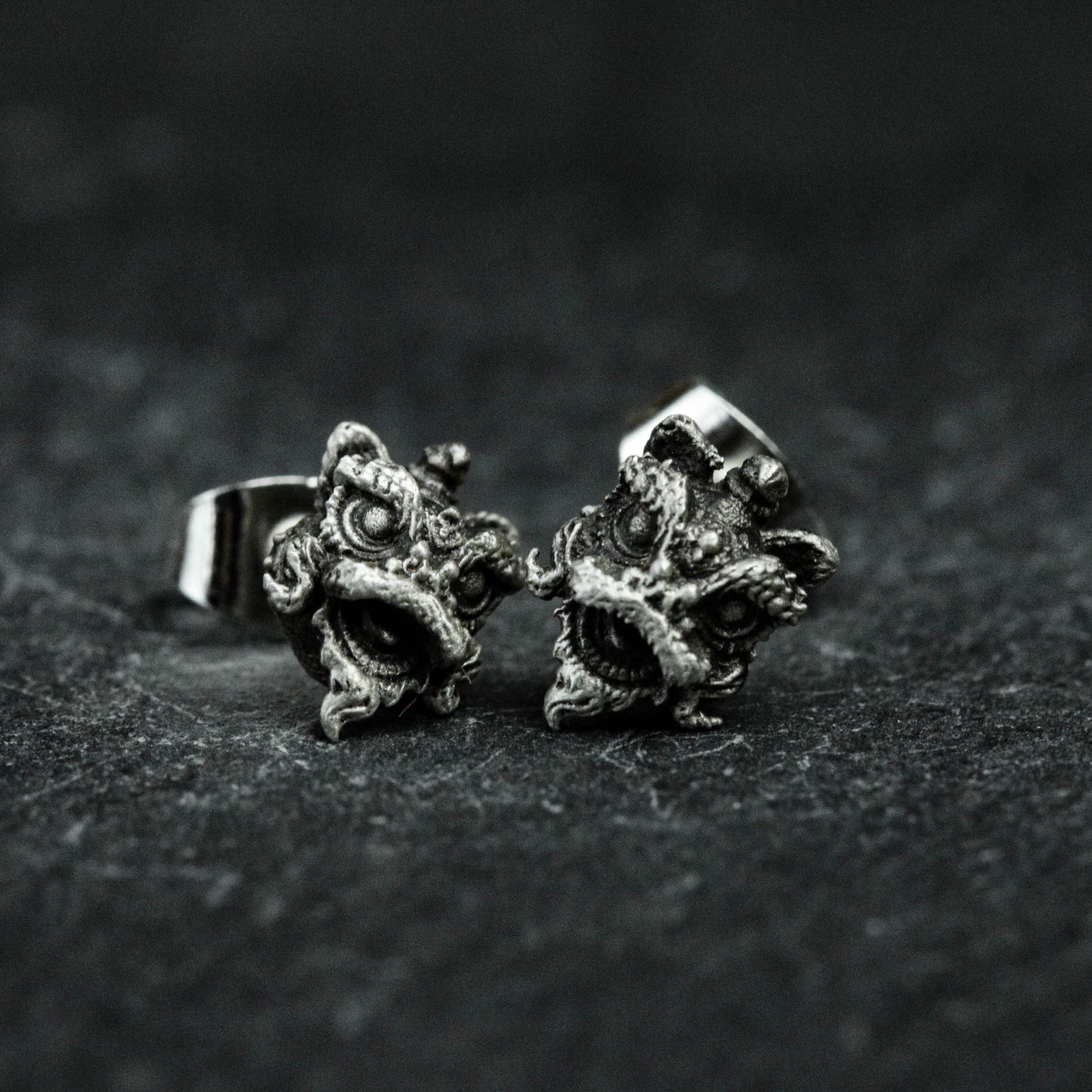 925 sterling silver lion dance earrings, Chinese style lion dance jewelry, lion earrings, animal earrings, lucky earrings - handmade