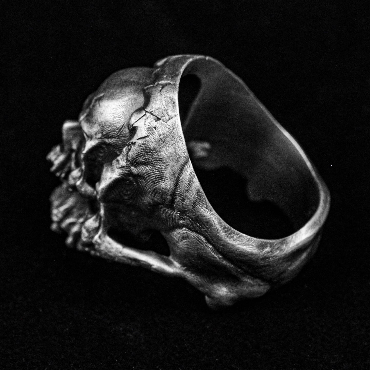 Skull Totem Ring Set - Sterling Silver & Brass Gothic Statement Jewelry