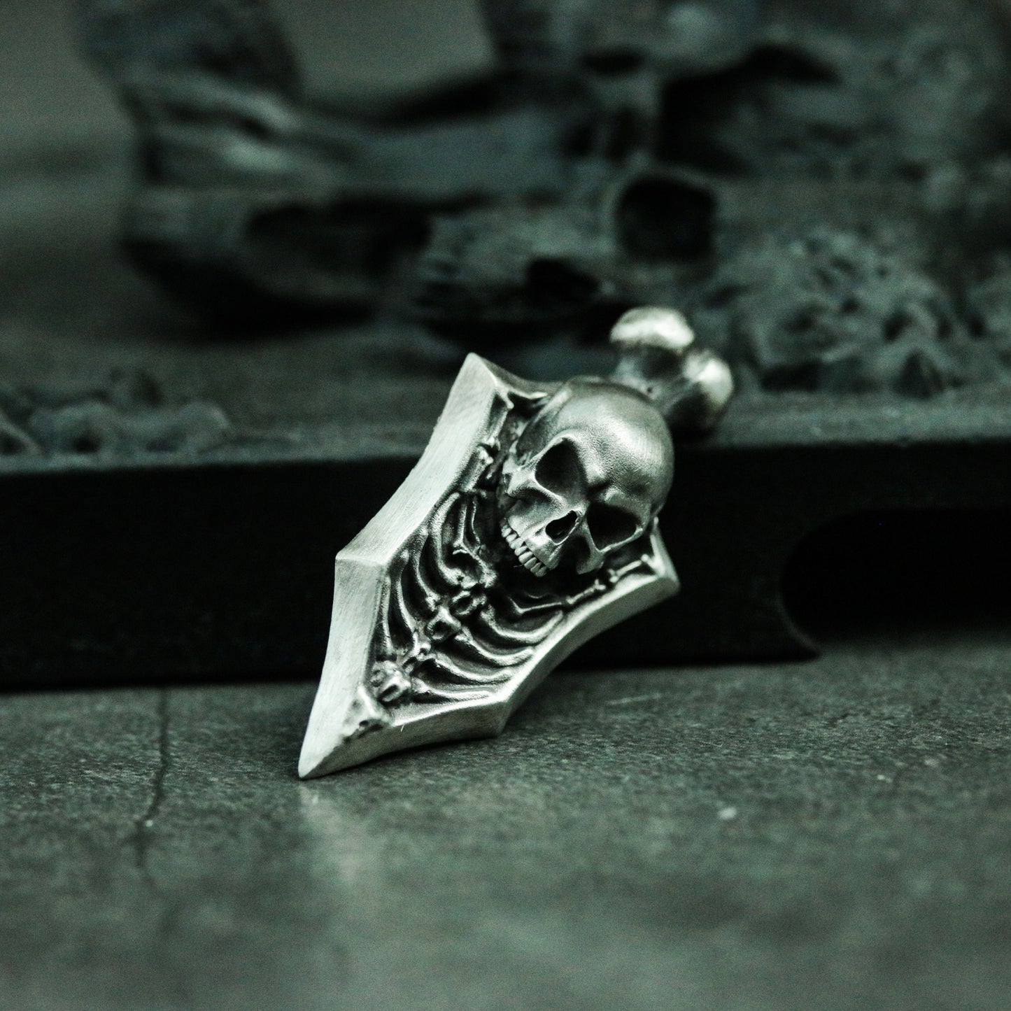 Gothic Skull Tag - Graveyard Reaper 925 Silver Pendant Necklace - Unique Handmade Silver Pendant - SATANHORN