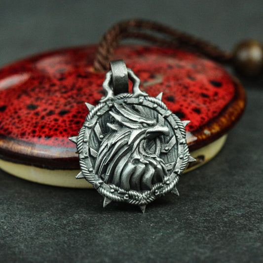 Eagle Badge Silver Necklace - War Badge Pendant Souvenir Silver Jewelry - Handmade Eagle Tag Gift Necklace Unique Charm