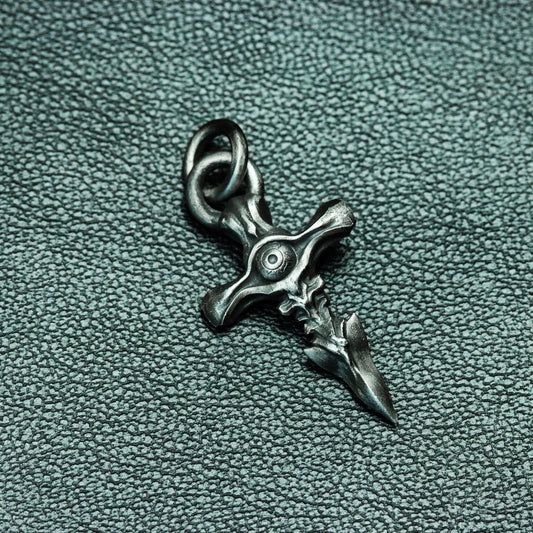 Spine Eyeball 925 Silver Pendant Necklace - Cross Skeleton Necklace - Evil Eye