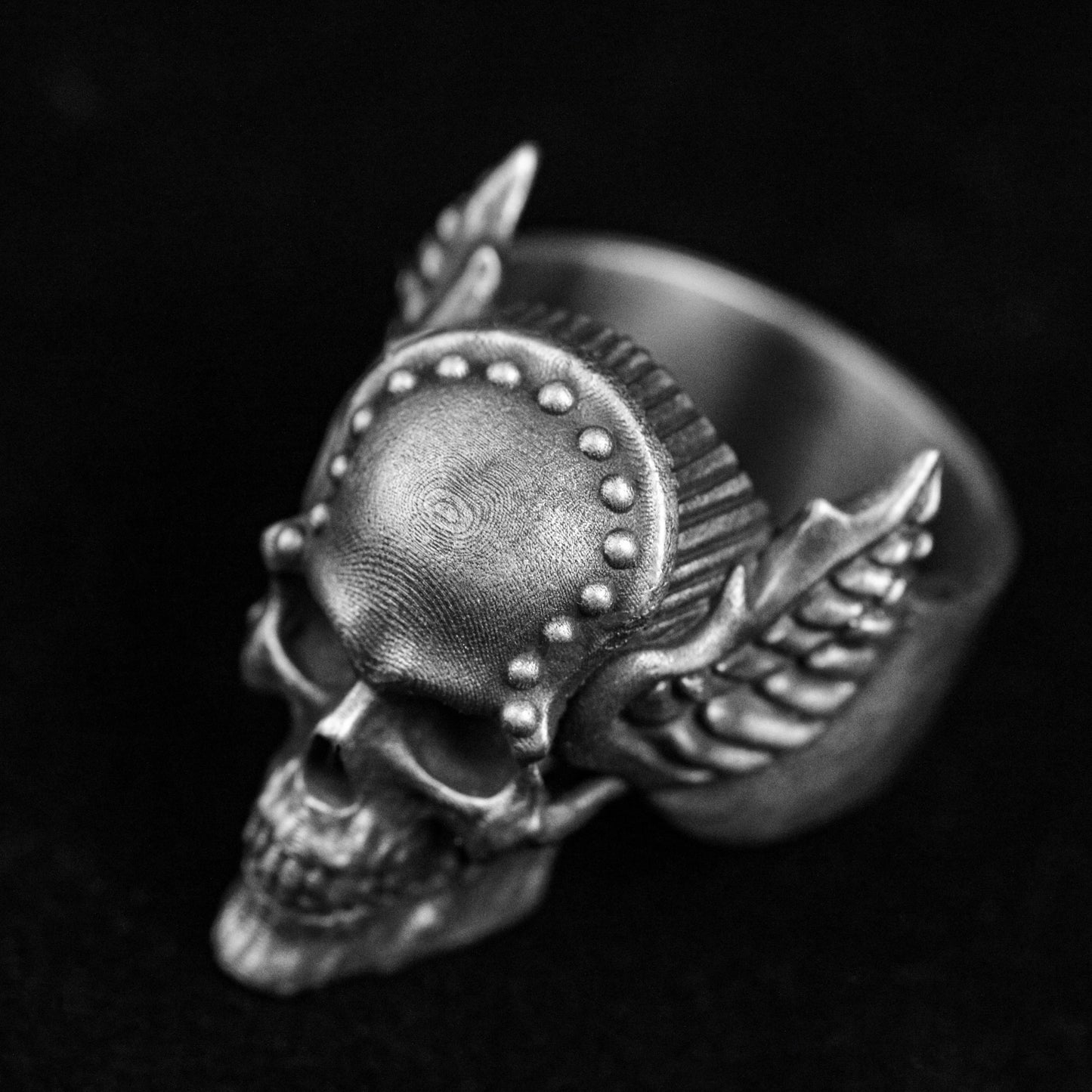 Odin Ring, Skull Silver Ring, Ares Skull, 925 Silver Ring, Caesar Nordic Figure, Large Ring, Wing Ring, Warrior Ring