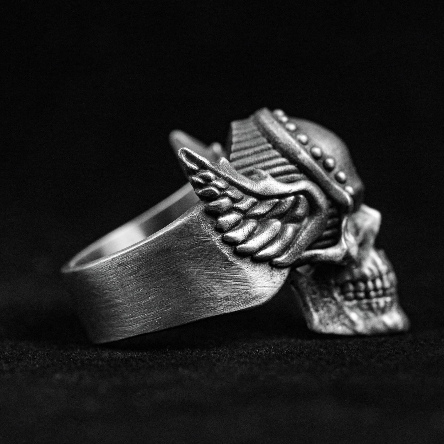 Odin Ring, Skull Silver Ring, Ares Skull, 925 Silver Ring, Caesar Nordic Figure, Large Ring, Wing Ring, Warrior Ring