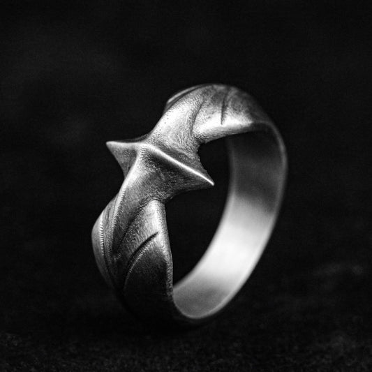 Meteor Silver Ring-Simple Silver Jewelry-Design Trend Silver Jewelry-Star Ring 925 Sterling Silver Cross Ring-Couple Ring-Gift for Partner