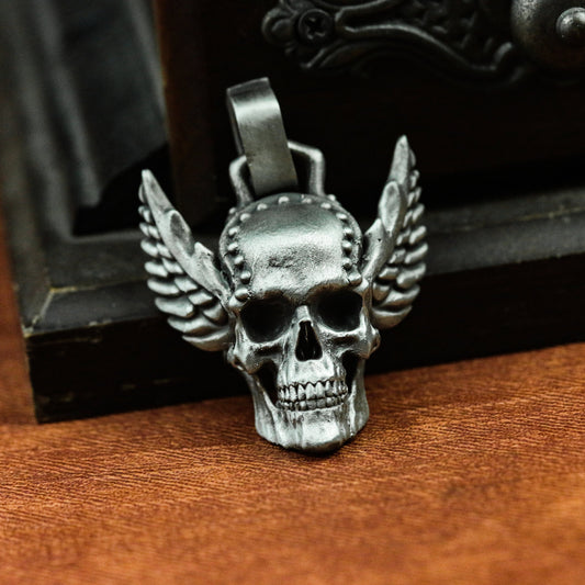 Odin Ares Skull 925 Silver Pendant Necklace - Caesar Nordic Style Necklace - Protoss Skull Necklace Wings