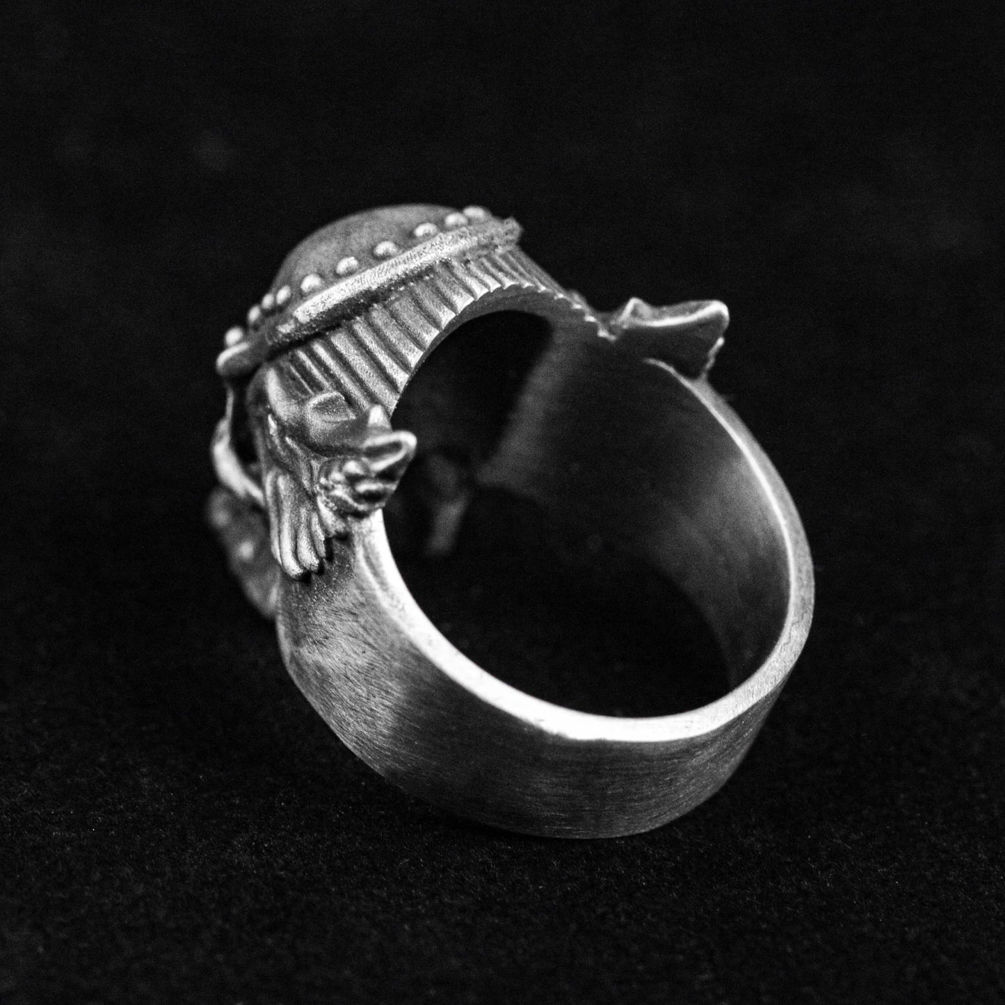 Odin Ring, Skull Silver Ring, Ares Skull, 925 Silver Ring, Caesar Nordic Figure, Large Ring, Wing Ring, Warrior Ring